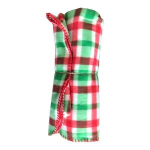 Christmas Fleece Throw Blanket Whipstitched Edges Traditional Red Green White